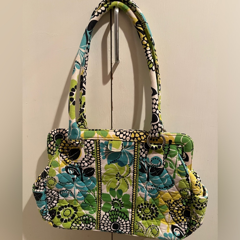 Vera Bradley Kisslock Frame Bag Lime's Up Handled Purse Floral Bag